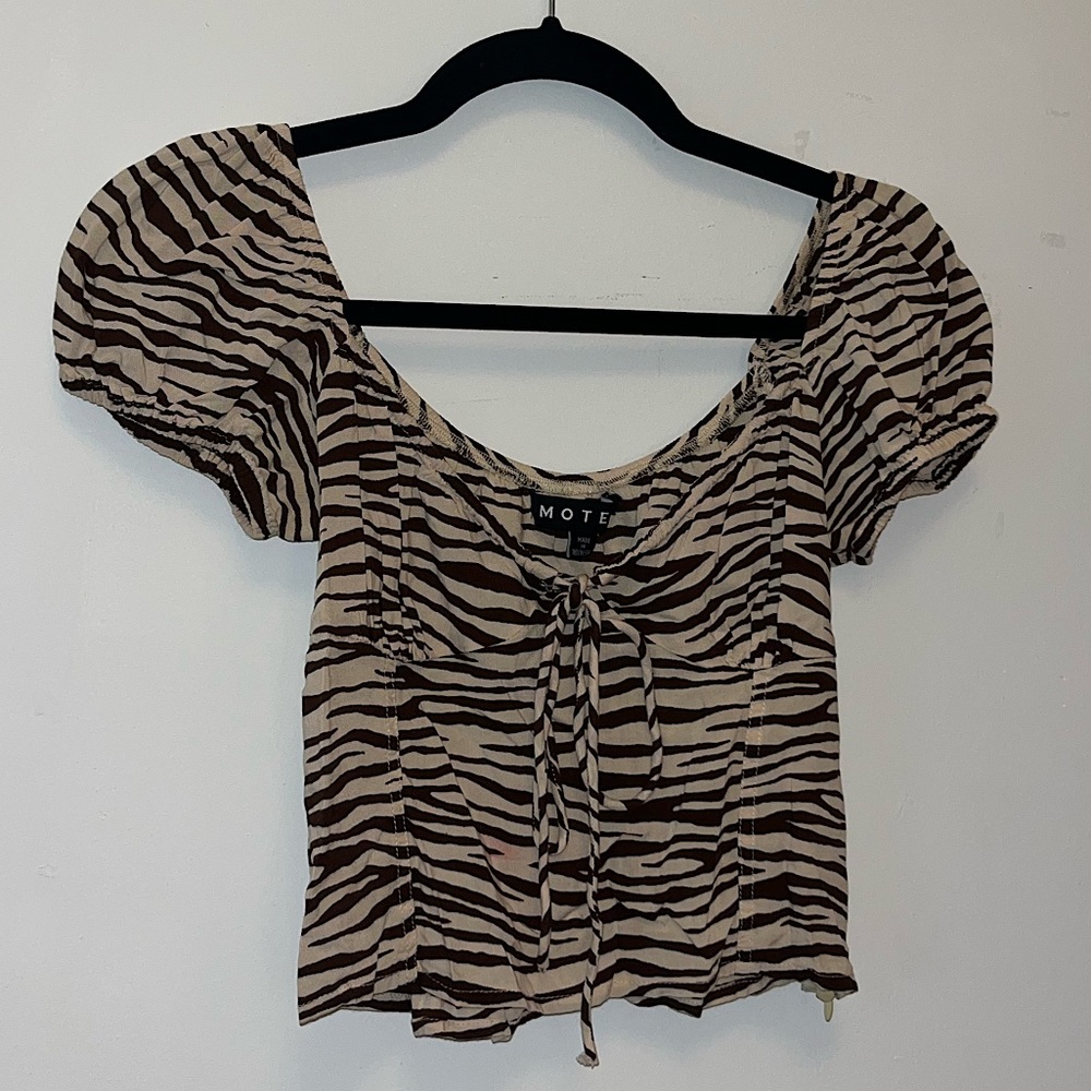 Zebra babydoll crop top